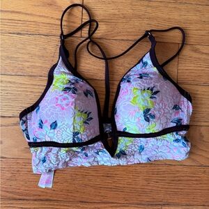 PINK Victoria's Secret Floral Lace Bralette - Black and Multicolor